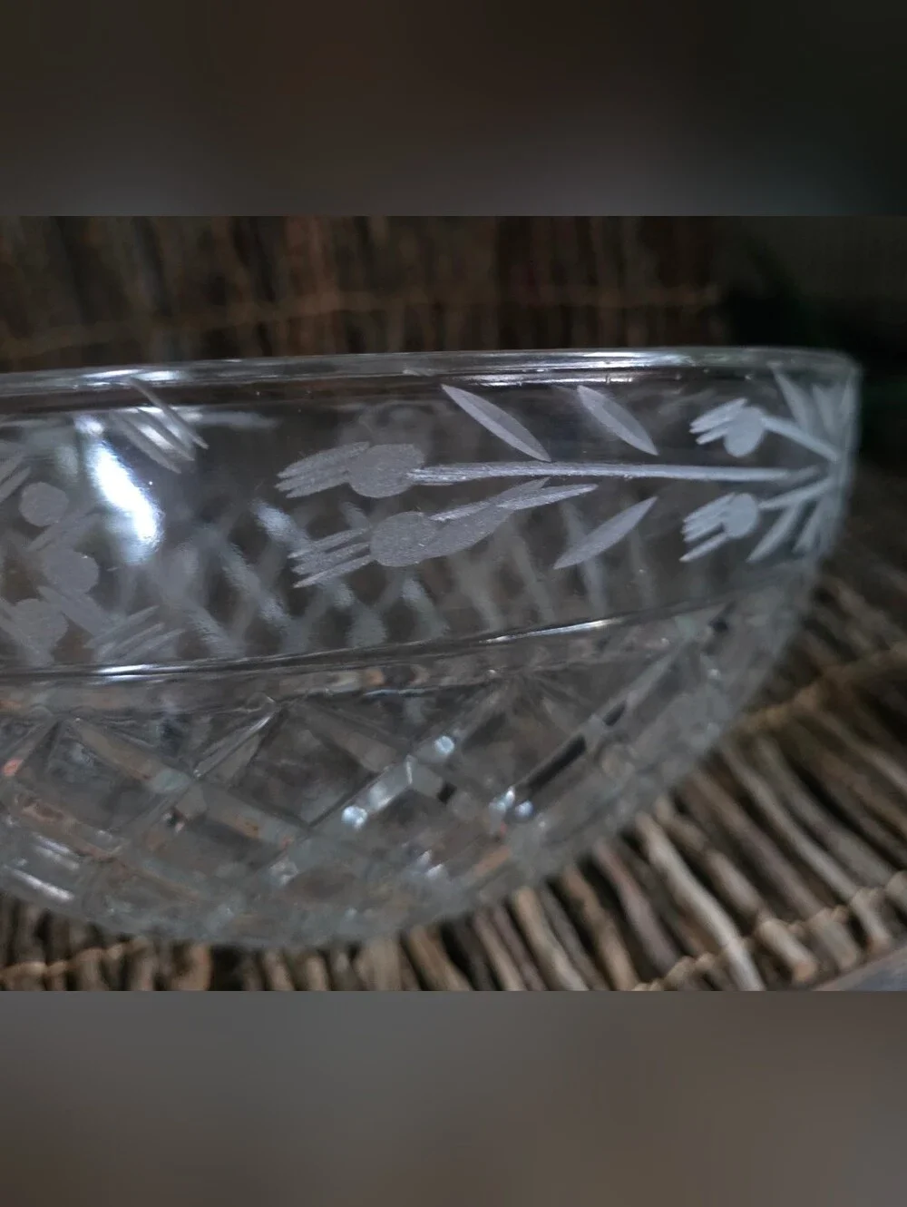 Vintage Etched Crystal Glass Flush Mount Ceiling Lamp Shade